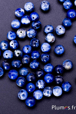 Natursteinperlen - Ø 5 mm, Loch 1 mm - blau-weiß